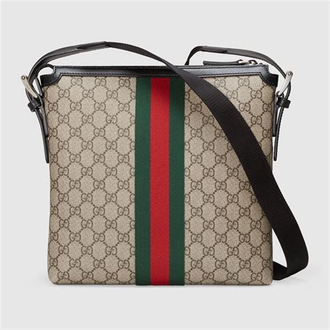 gucci web gg supreme flat messenger bag|gg black small messenger bag.